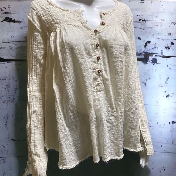 Vintage Tops - We The Free Oversized Linen Button Up Top XS